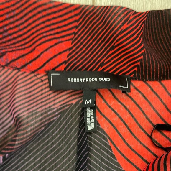 Robert Rodriguez Brooke Overlay Faux Wrap Mini Dress Tunic Women’s Medium Geomet - Picture 9 of 9